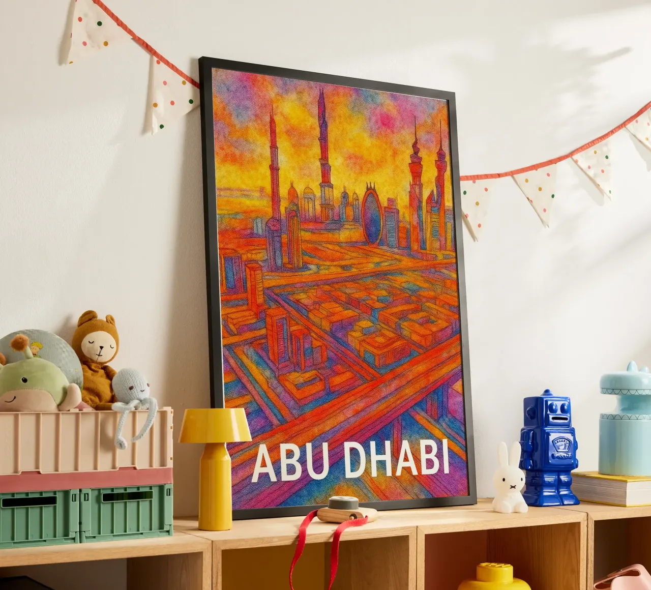 Abu Dhabi dipinge l'immaginazione poster con telaio in legno da onestar
