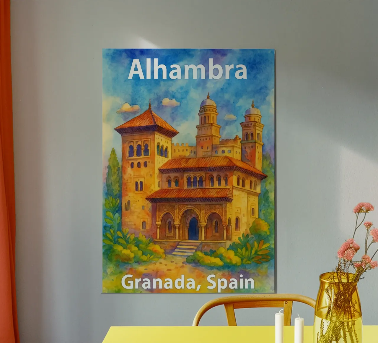 Alhambra Granada, Spagna Pittura Immaginazione poster con telaio in legno da onestar