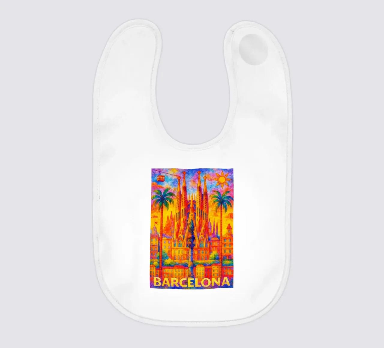 Barcelona, Spain Painting Imagination baby bib by onestar