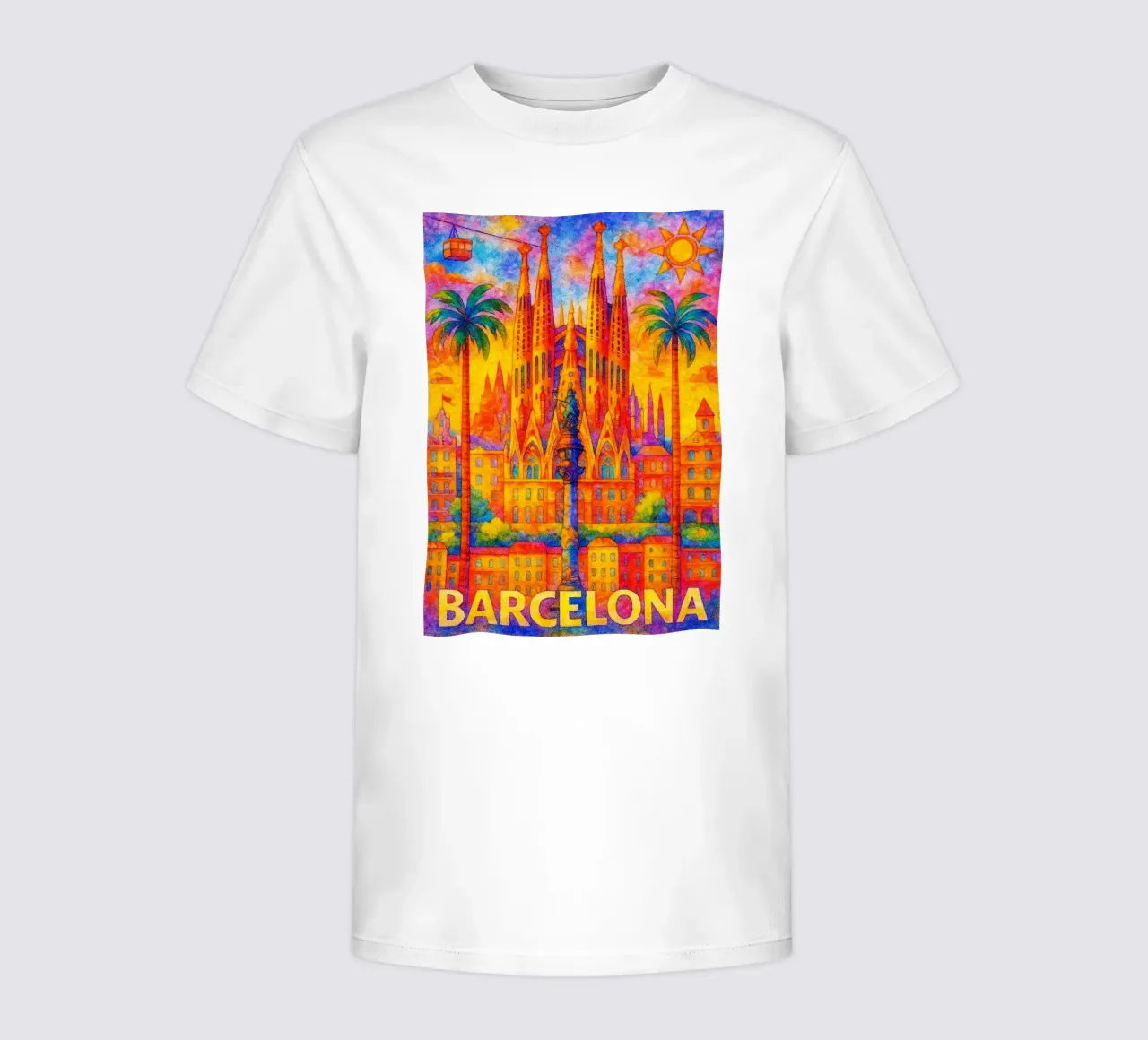 Barcelona, Spain Painting Imagination kids t-shirt by onestar