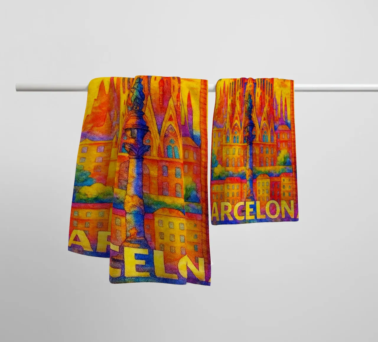 Barcelone, Espagne Peindre l'imagination serviette de bain de onestar