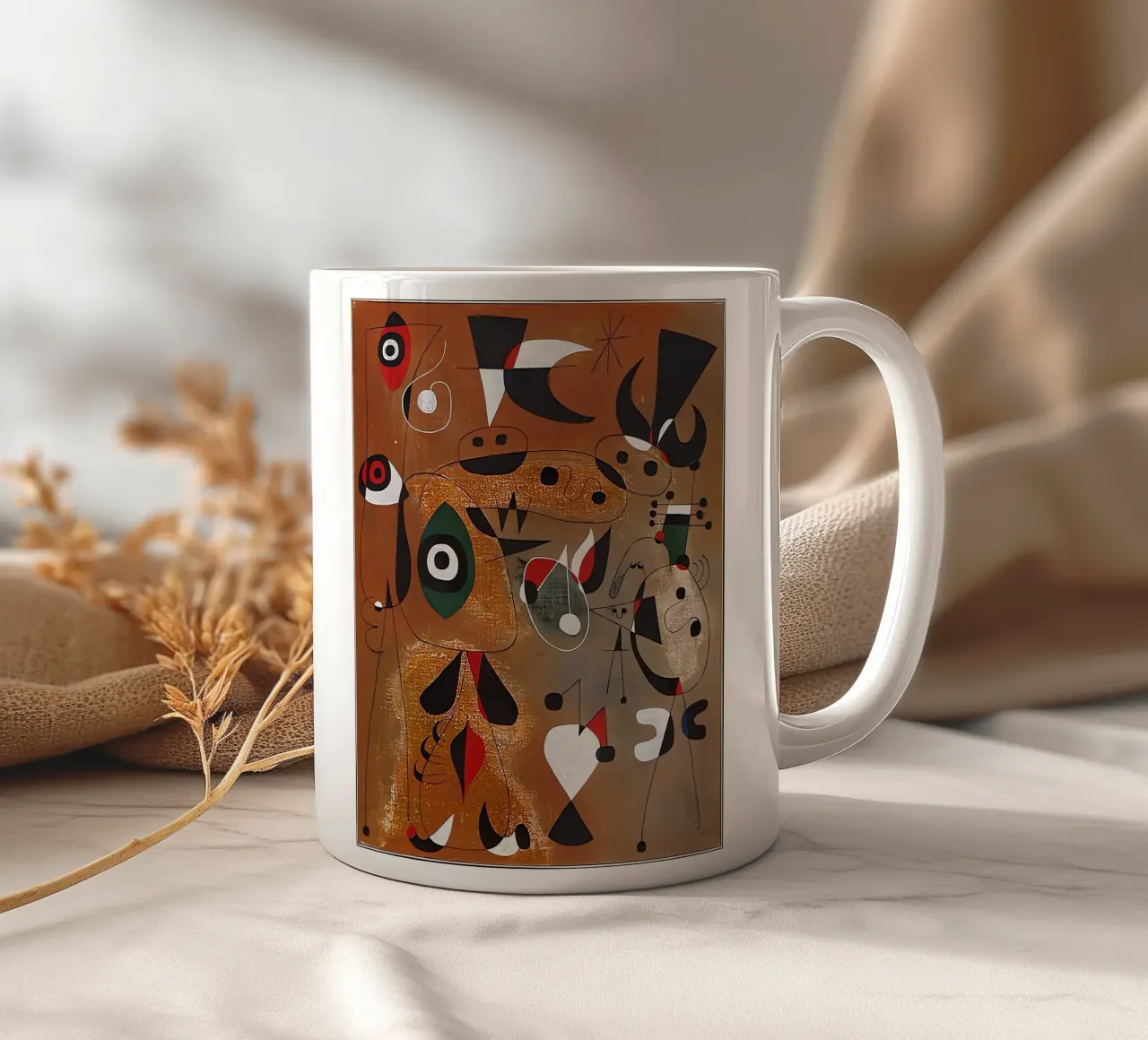 Donne, uccelli e una stella tazza in ceramica da Narciso