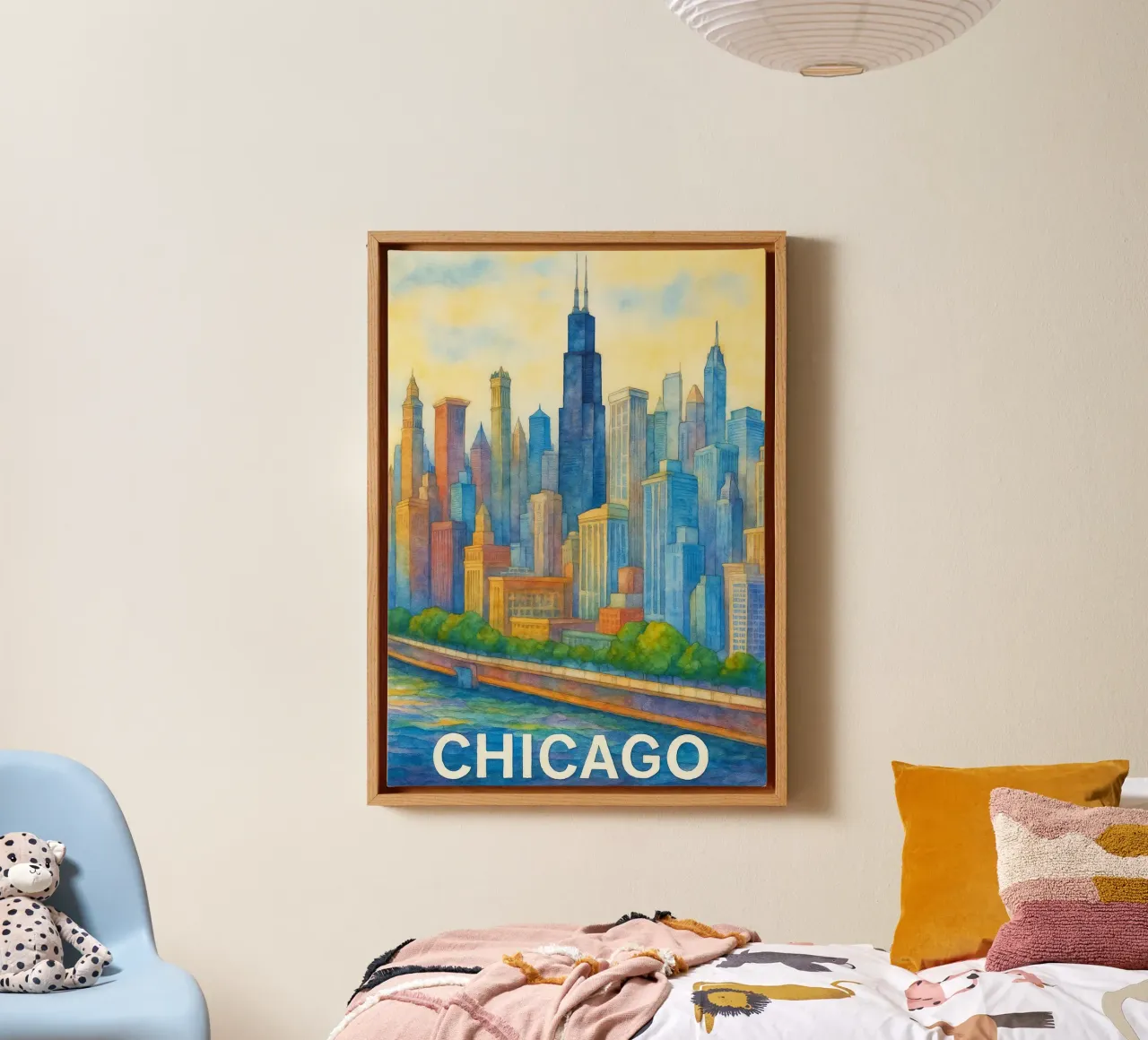 Chicago Painting Imagination canvas with Floater frame by onestar