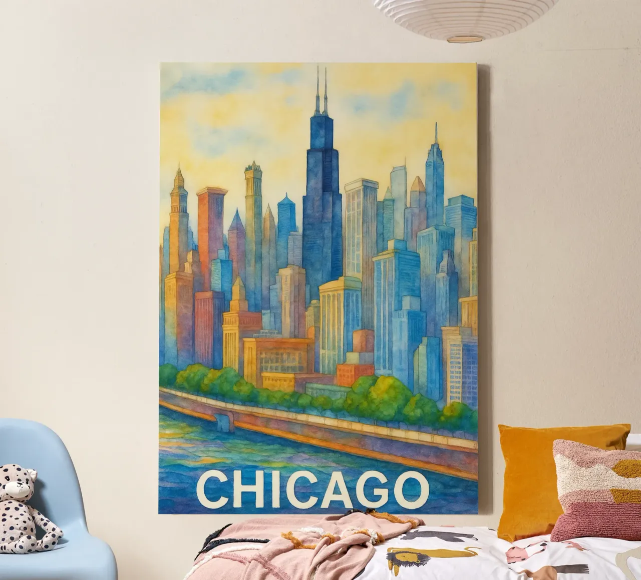 Chicago Painting Imagination canvas with Floater frame by onestar