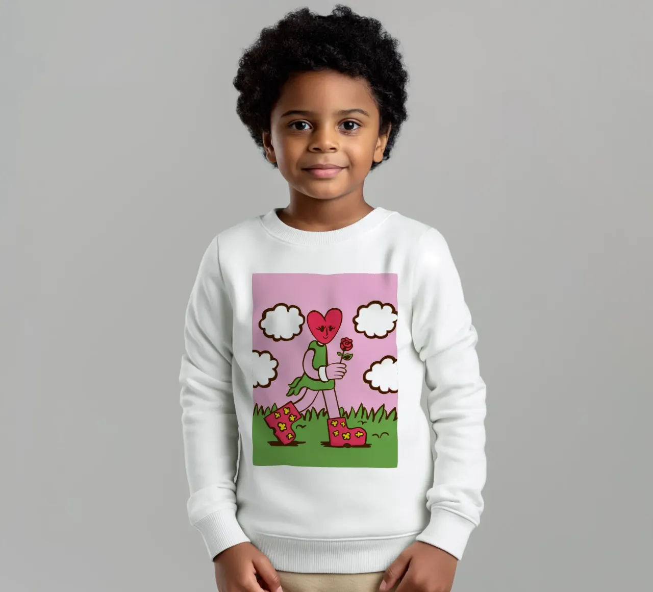 Ragazza cuore di fiore felpa bambino da Lune Dreams