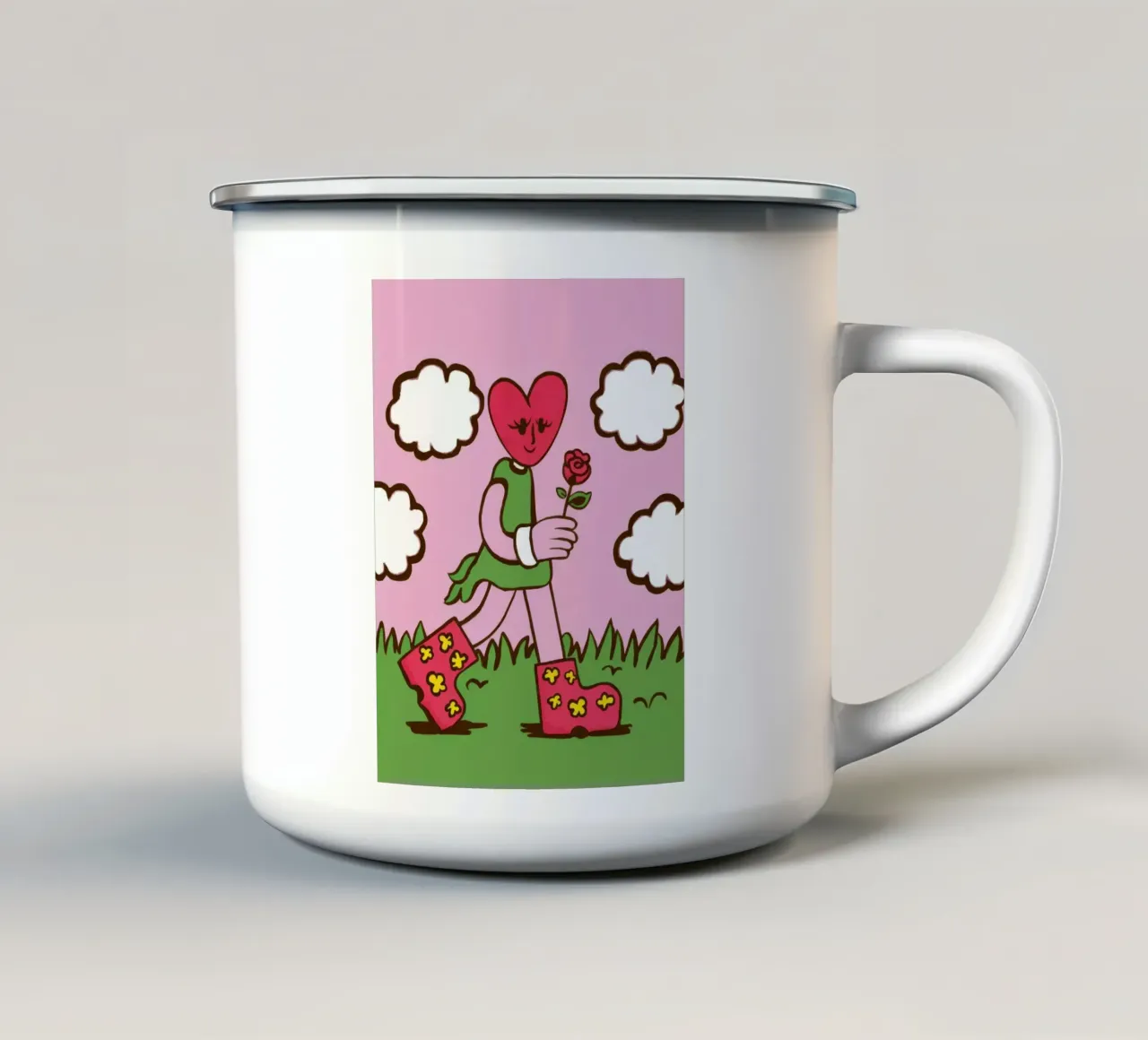 Ragazza cuore di fiore tazza in smalto da Lune Dreams