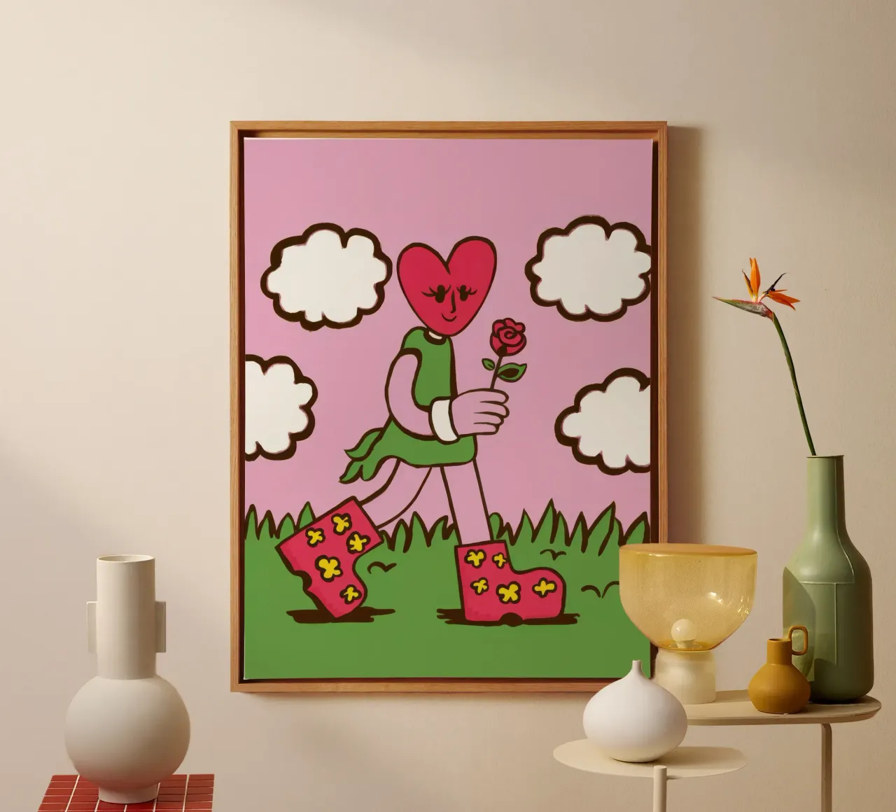 Ragazza cuore di fiore tela da Lune Dreams