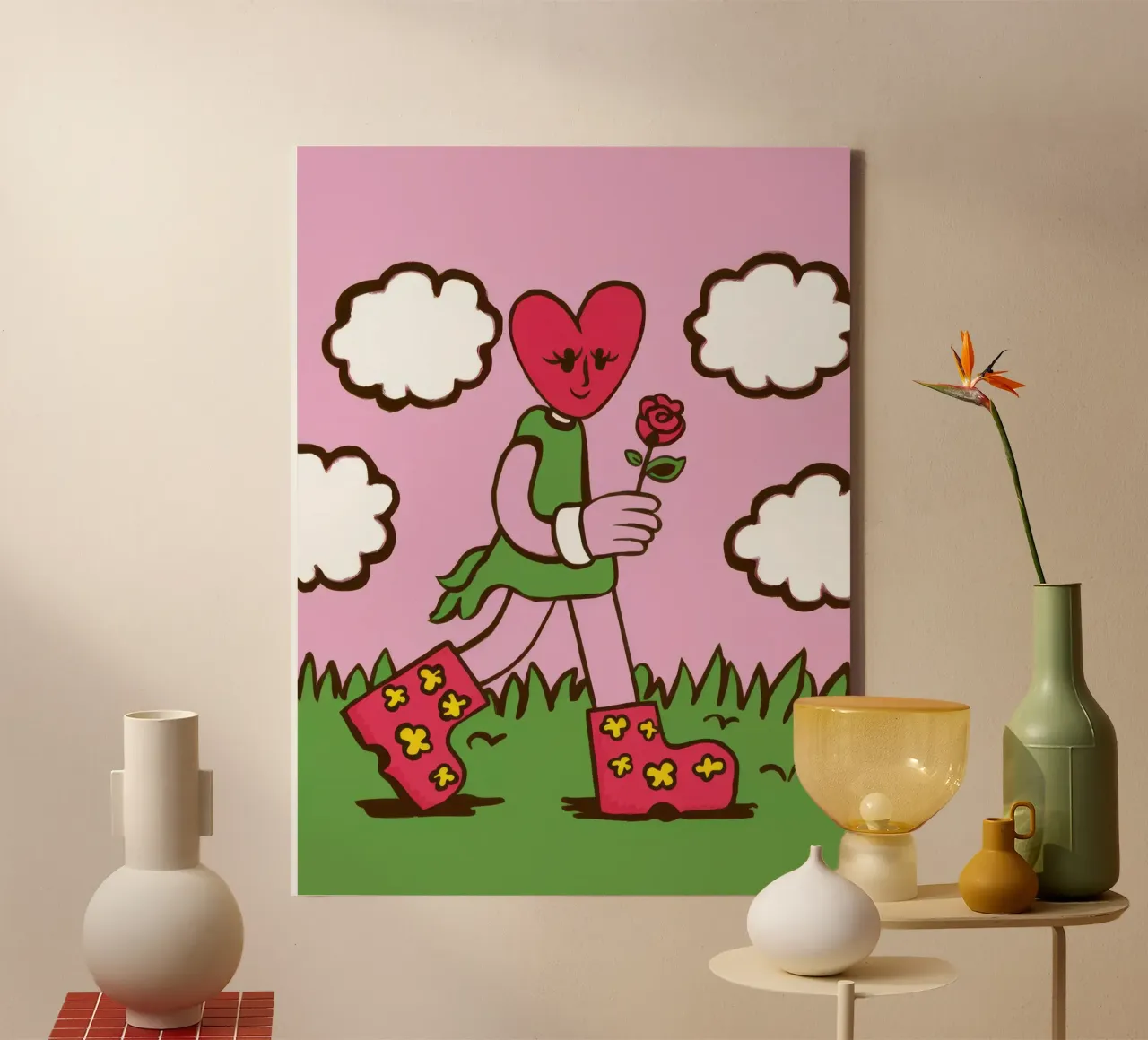 Ragazza cuore di fiore tela da Lune Dreams
