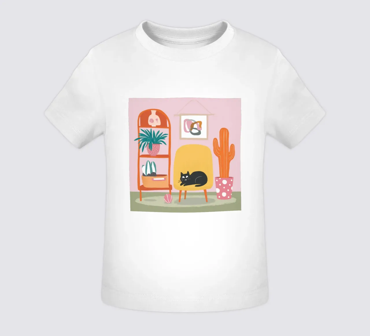 Cat on Yellow Chair baby t-shirt by Hollow Years