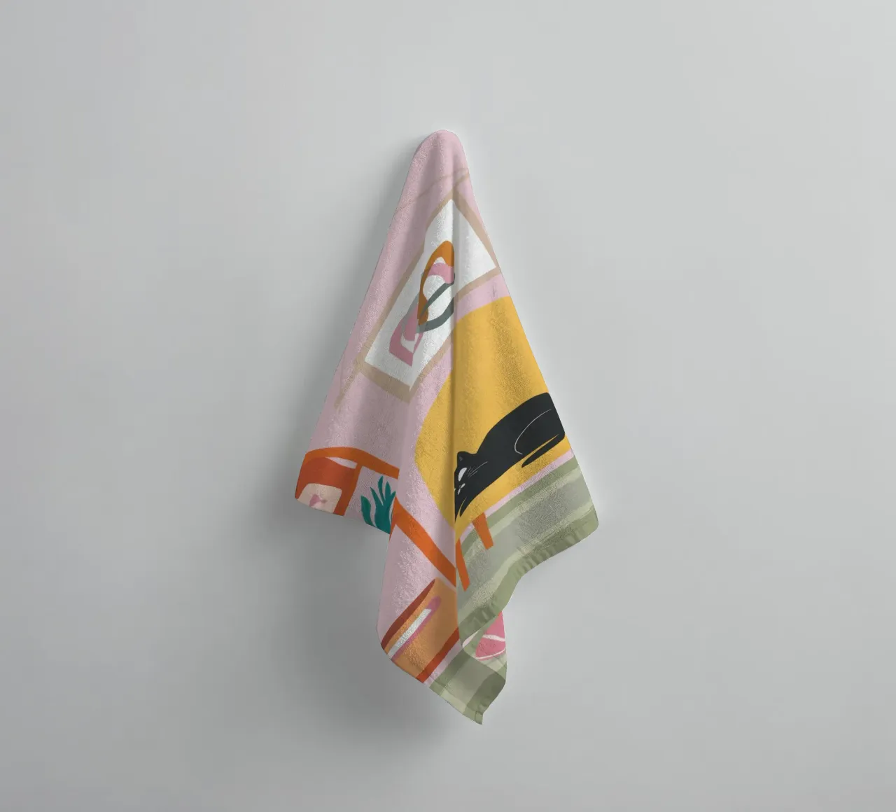 Chat sur une chaise jaune serviette de bain de Hollow Years