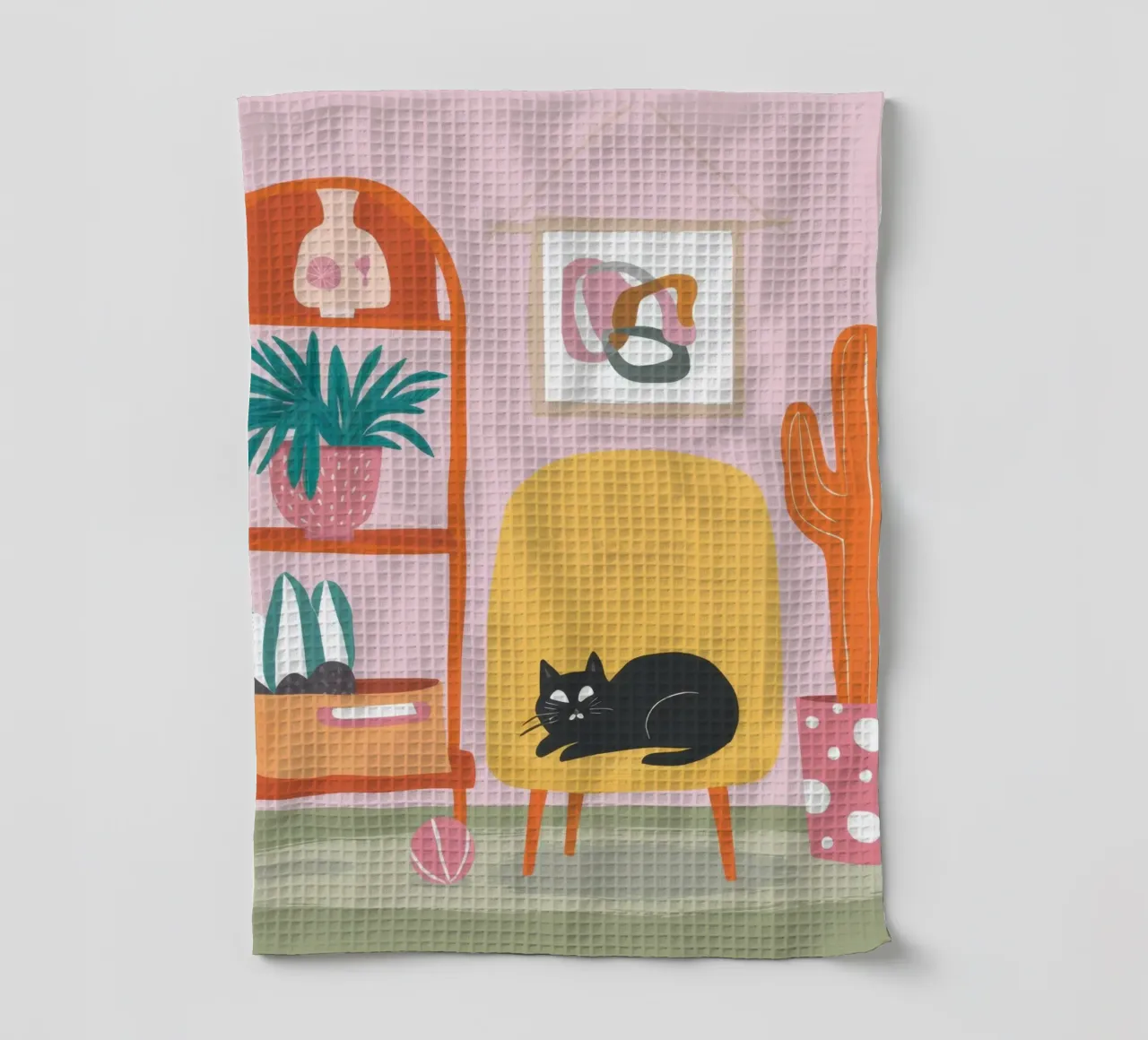 Chat sur une chaise jaune torchon de Hollow Years