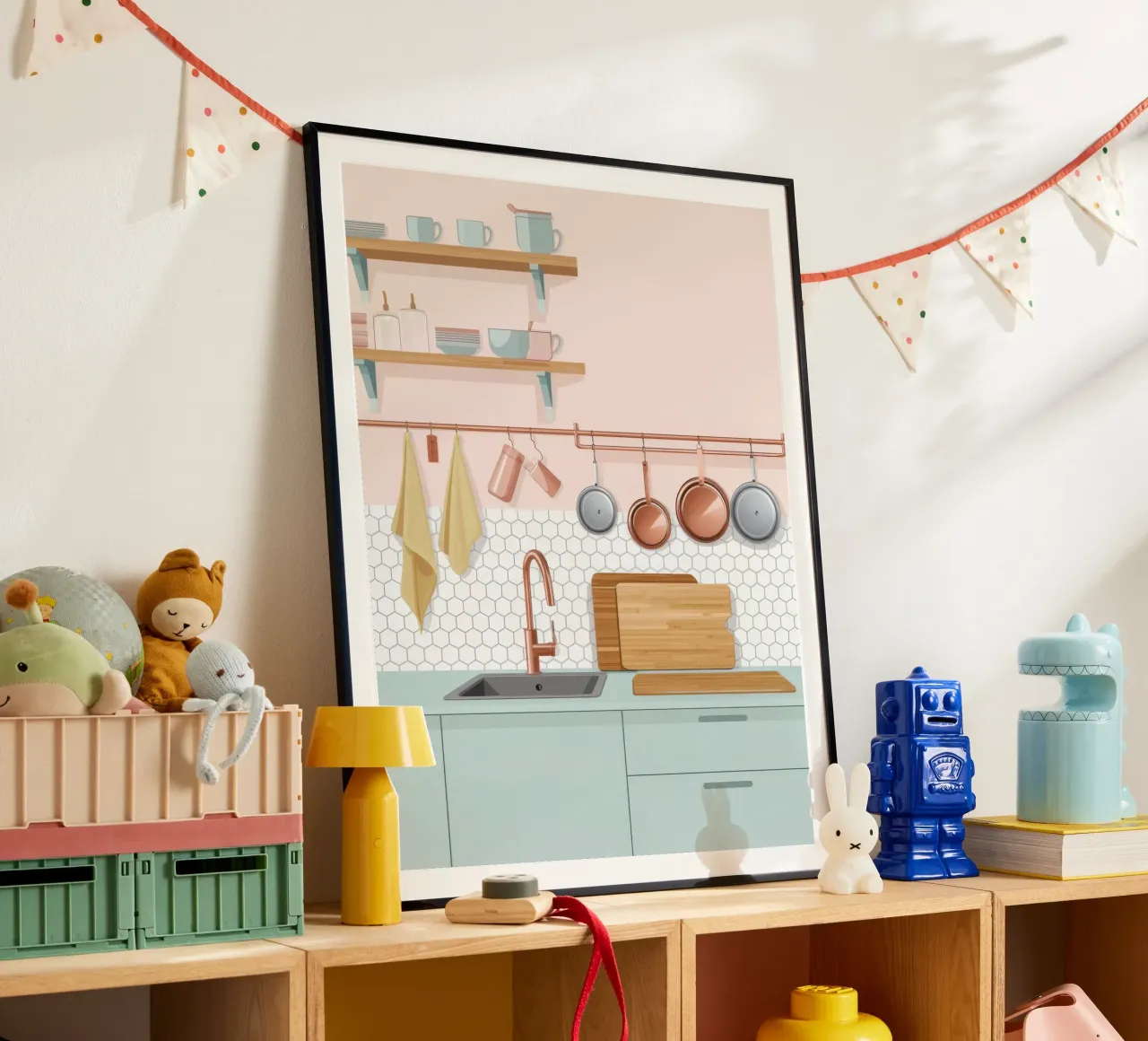 Vista sul lavello della cucina poster con telaio in alluminio da Hollow Years