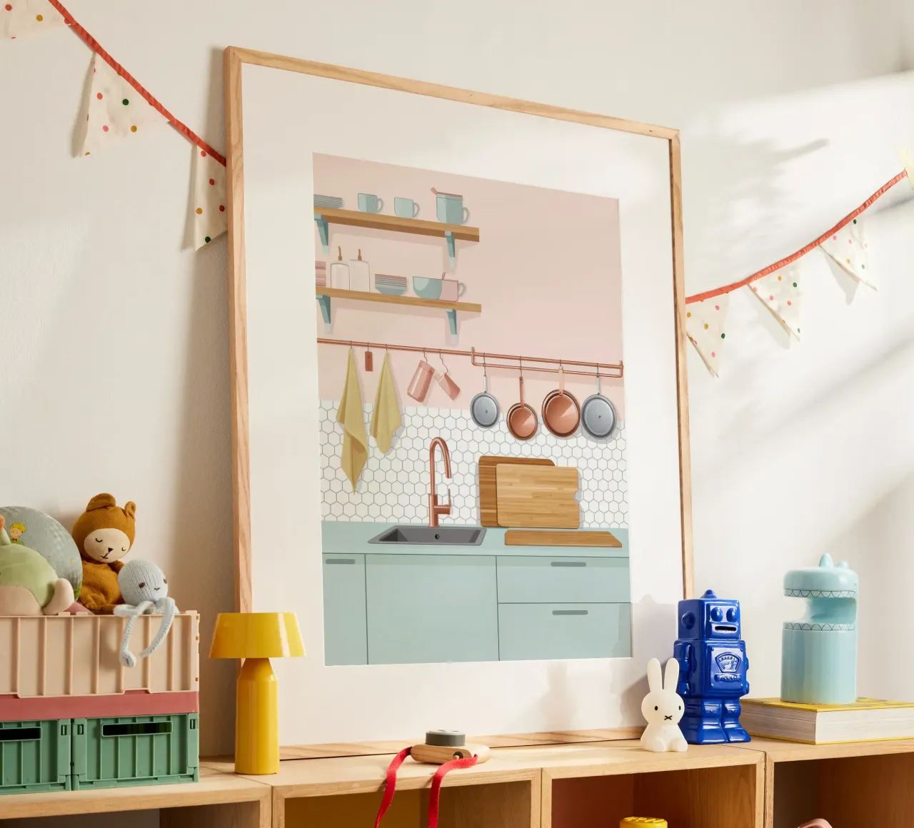 Vista sul lavello della cucina poster con telaio in alluminio da Hollow Years