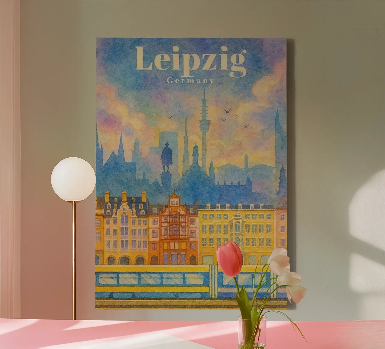 Leipzig, Duitsland Verbeelding schilderen canvas met Baklijst van onestar