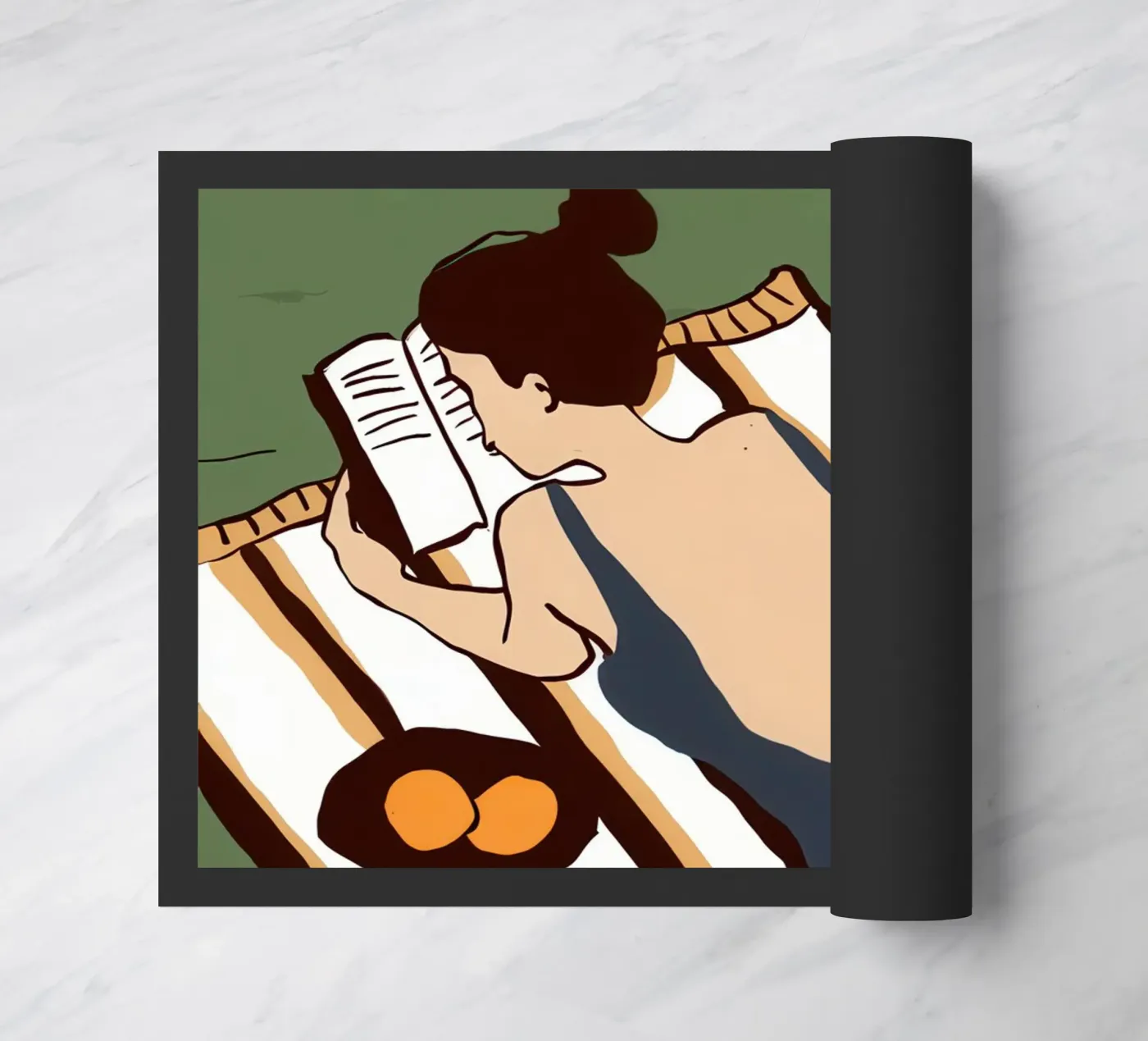 Sunbathing on a Rooftop doormat by Hollow Years