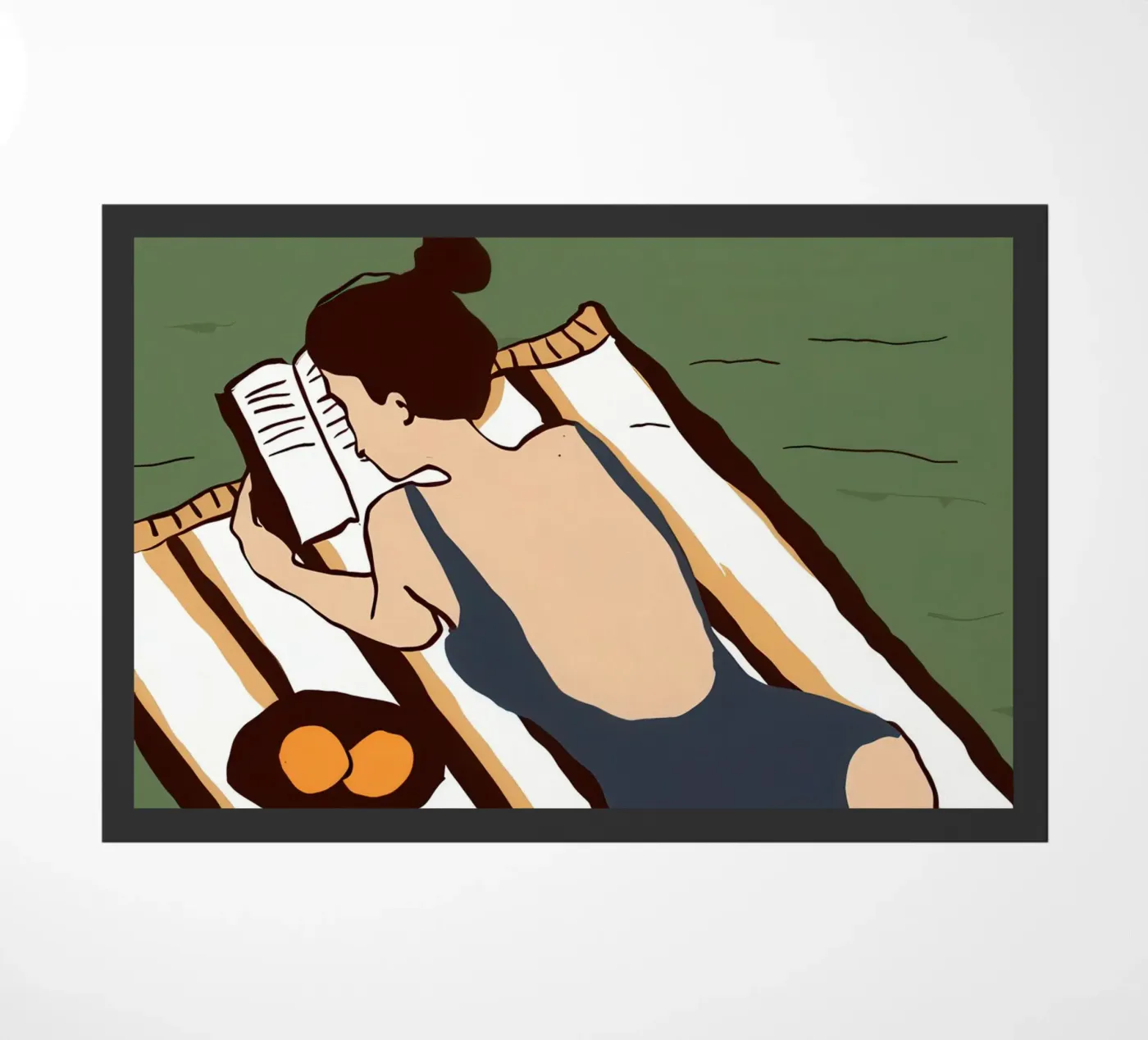 Sunbathing on a Rooftop doormat by Hollow Years