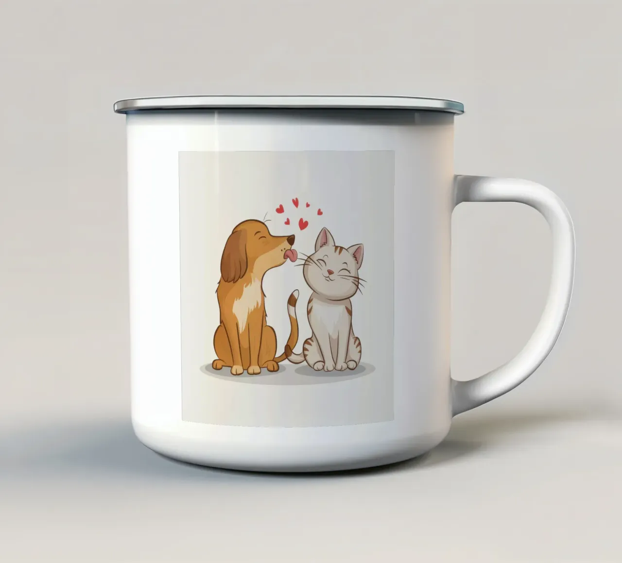 Abbraccio amorevole di un animale domestico tazza in smalto da Hollow Years