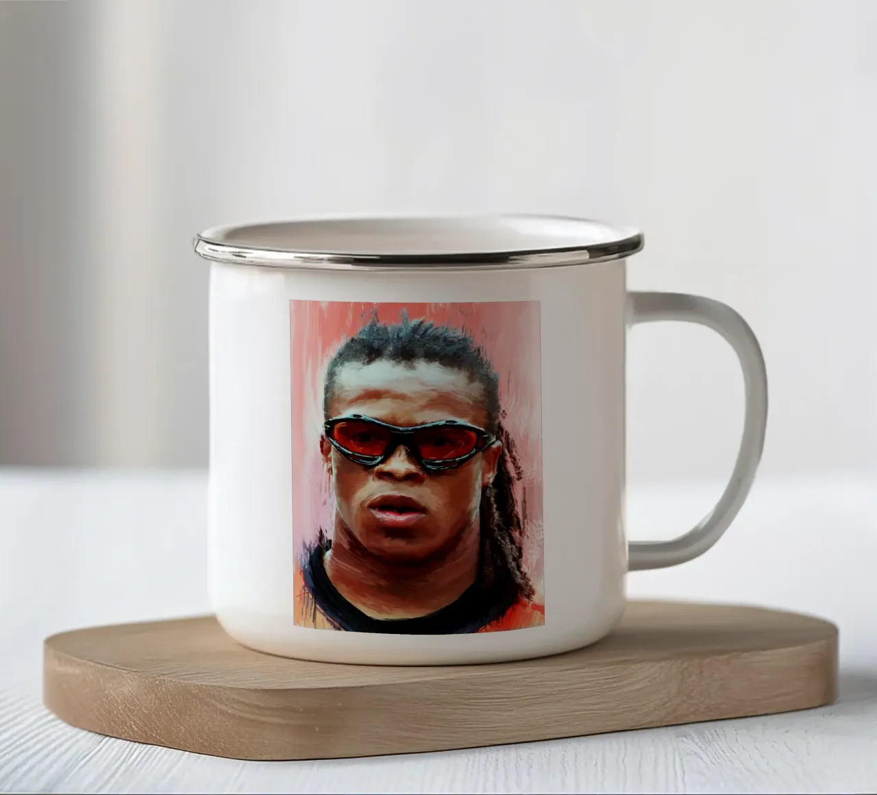 Edgar Davids iconic football player tazza in smalto da Lembayung art