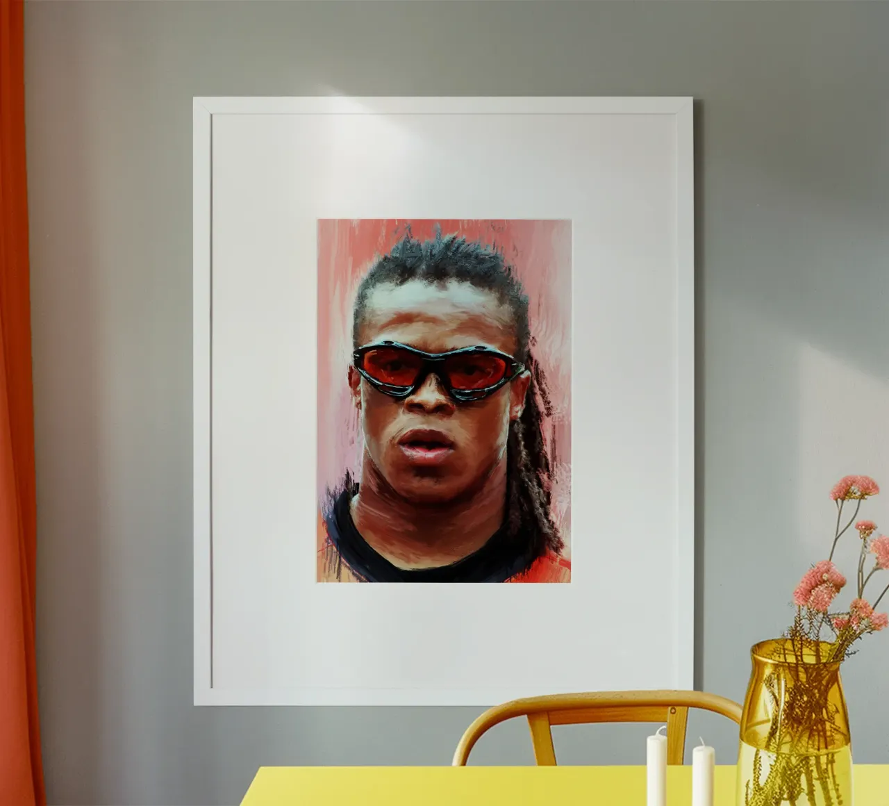 Edgar Davids iconic football player poster con telaio in legno da Lembayung art