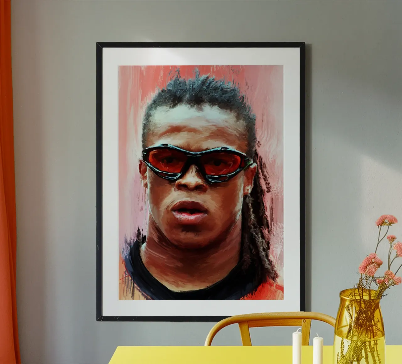 Edgar Davids iconic football player poster con telaio in legno da Lembayung art