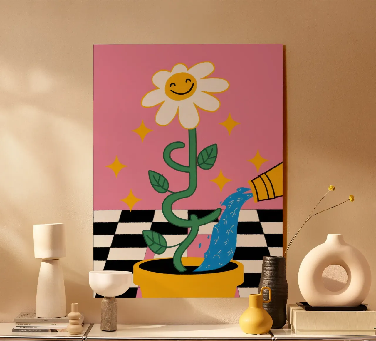 Gatto a scacchiera Daisy plexiglass da Lune Dreams