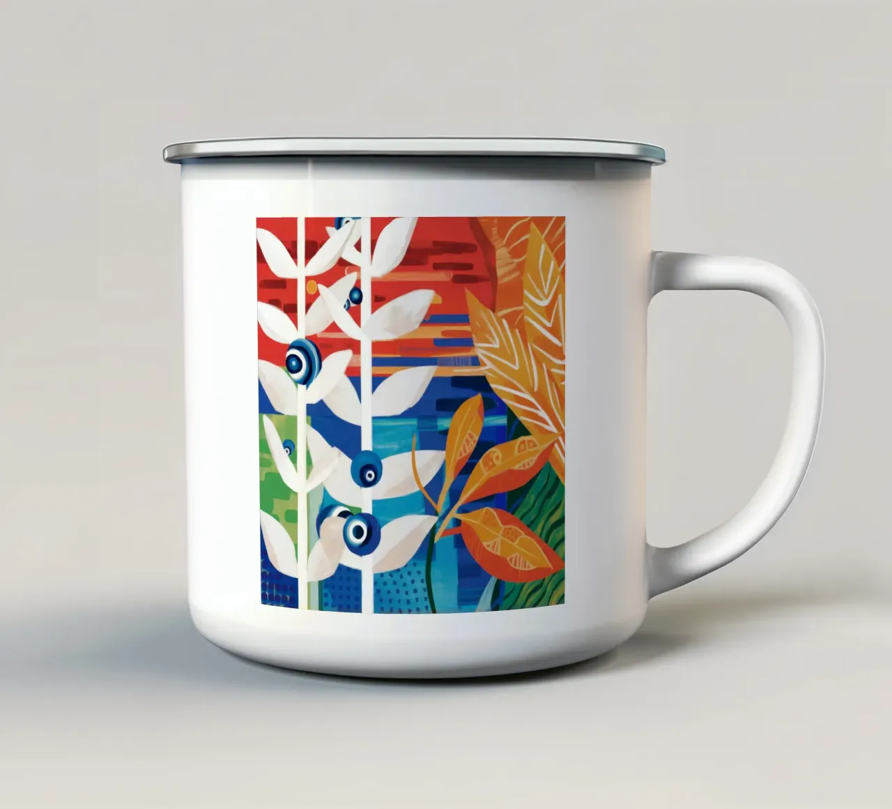Collage botanico nitido tazza in smalto da Arcane Lines