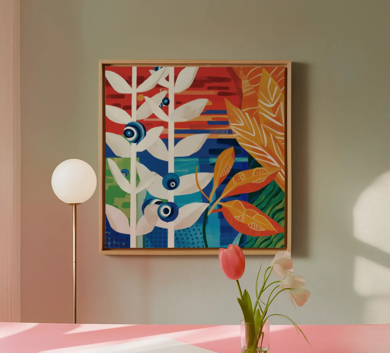 Kraakheldere botanische collage canvas met Baklijst van Arcane Lines