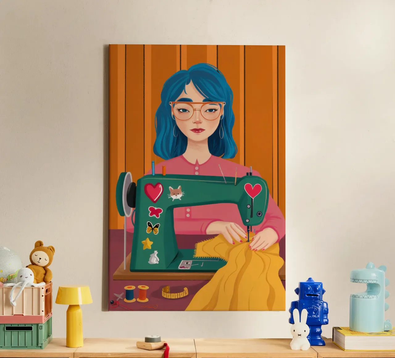 Naaimachine Serenity canvas met Baklijst van Sentinel Glow