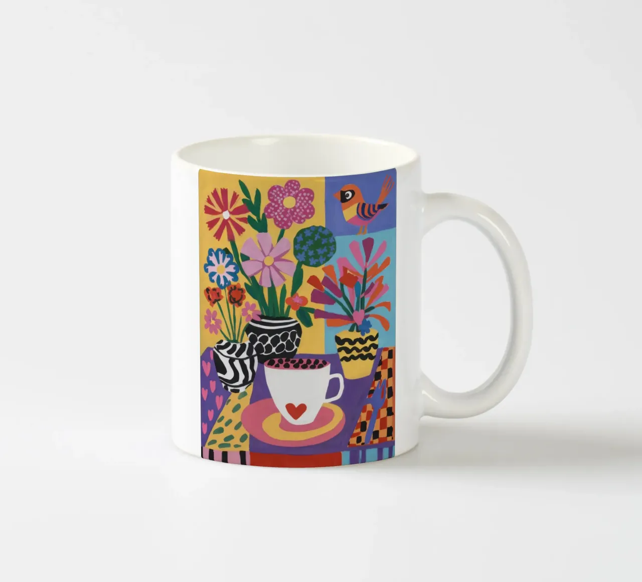 Zebra Vase Heart Cup ceramic mug by Lune Dreams