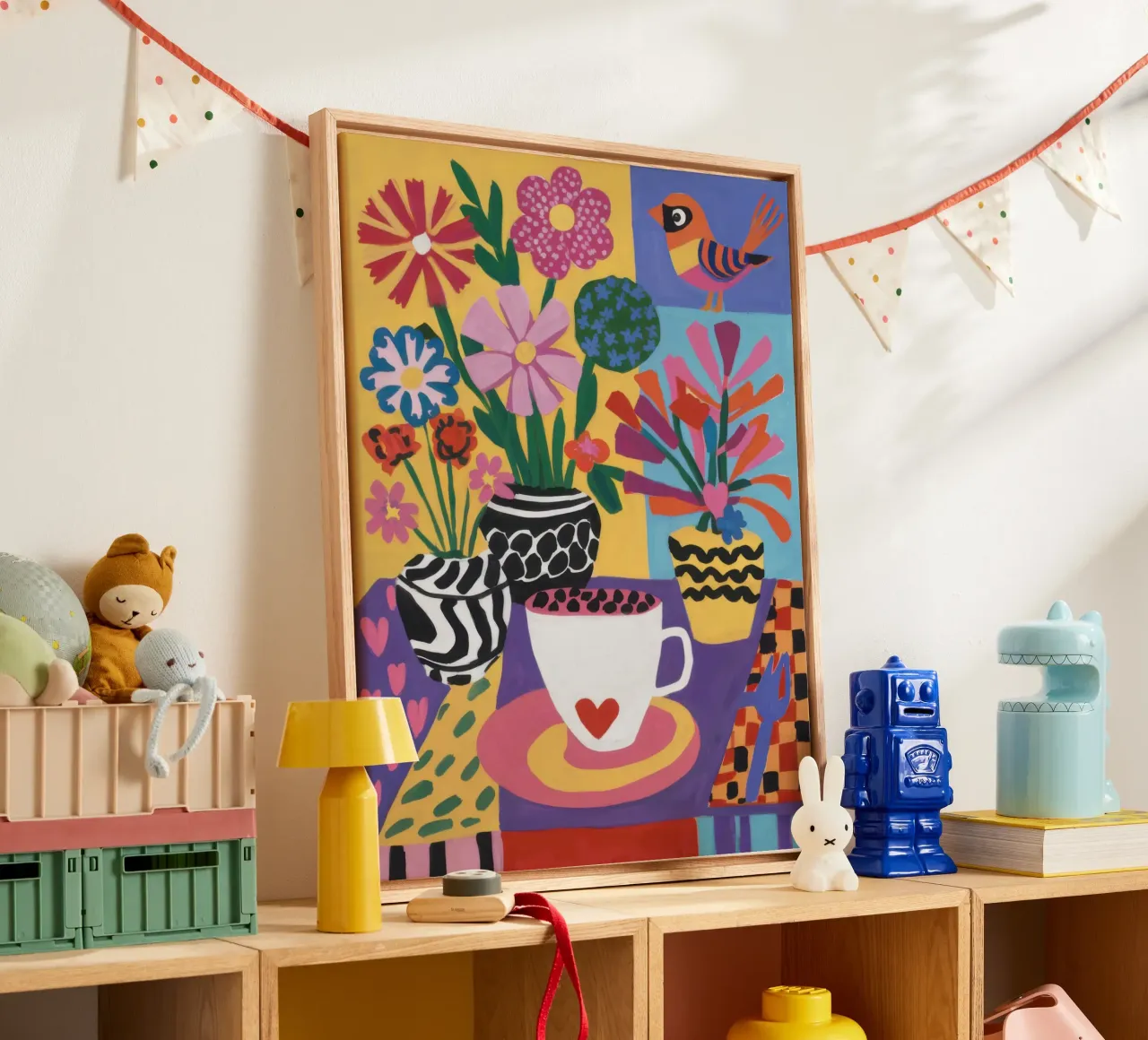 Zebra Vaas Hart Beker canvas met Baklijst van Lune Dreams