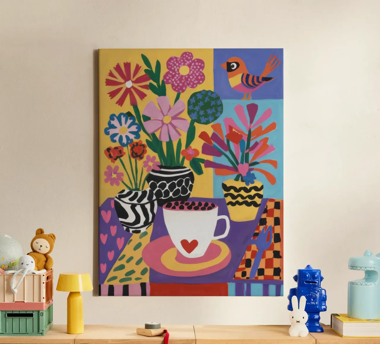 Zebra Vaas Hart Beker canvas met Baklijst van Lune Dreams