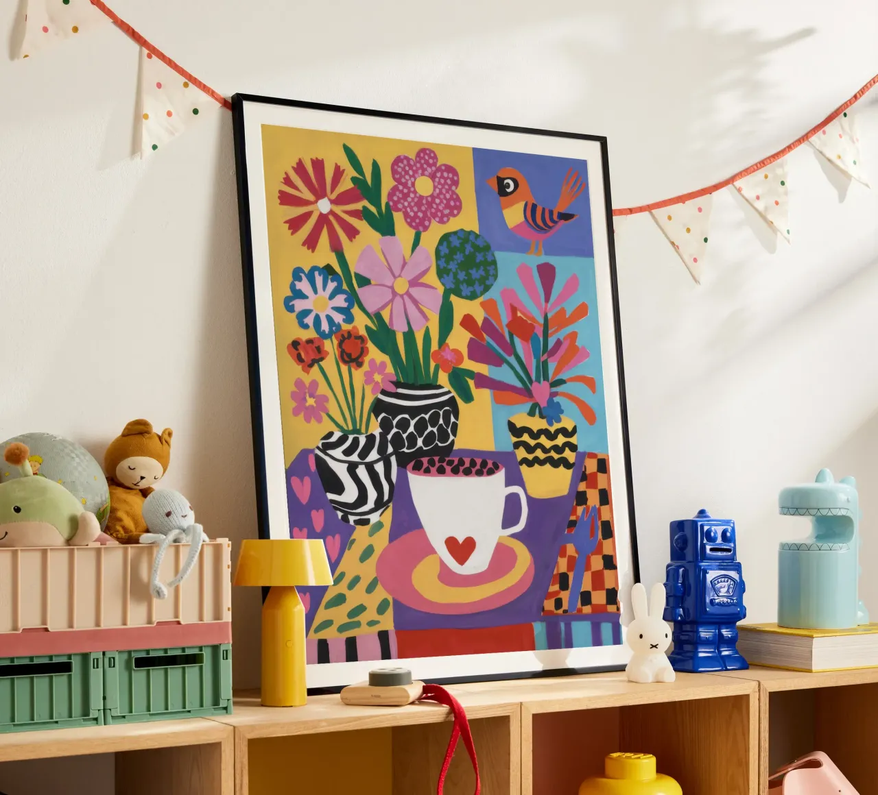 Vaso zebrato Coppa cuore poster con telaio in alluminio da Lune Dreams