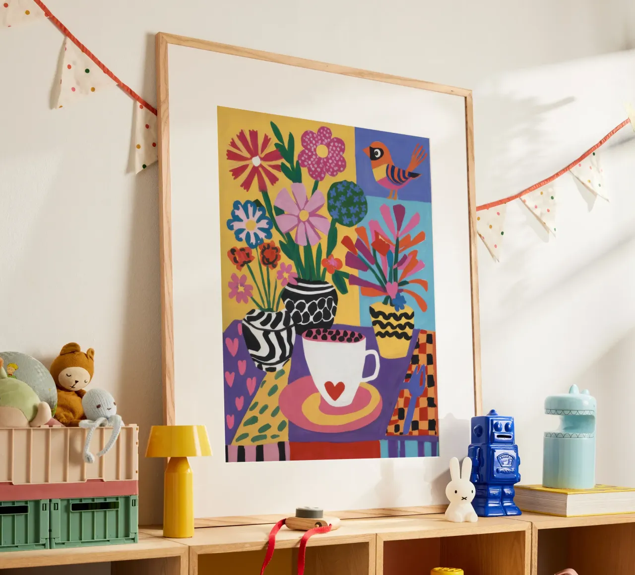 Vaso zebrato Coppa cuore poster con telaio in alluminio da Lune Dreams