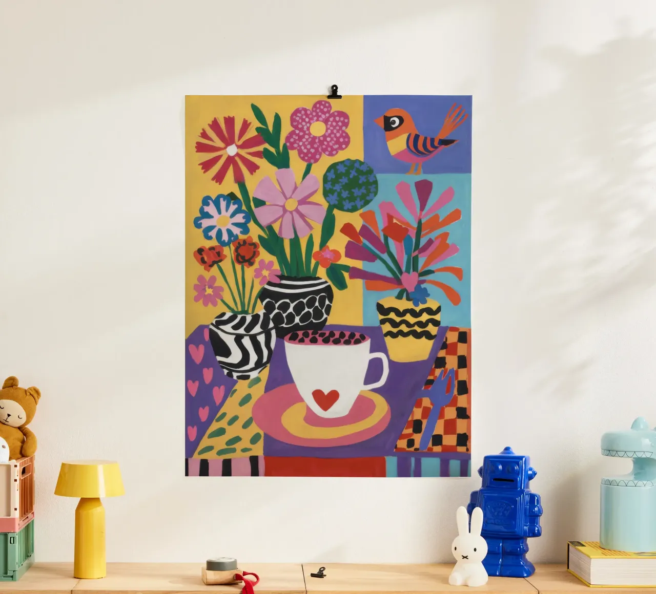 Vaso zebrato Coppa cuore poster con telaio in alluminio da Lune Dreams