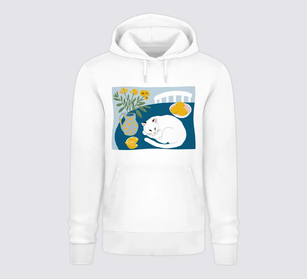 Gatto su tavolo bianco felpa con cappuccio da Hollow Years