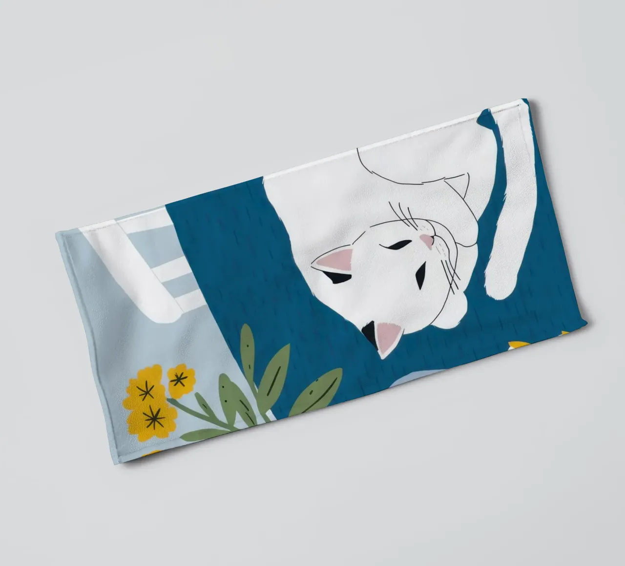 Cat on a White Table towel by Hollow Years