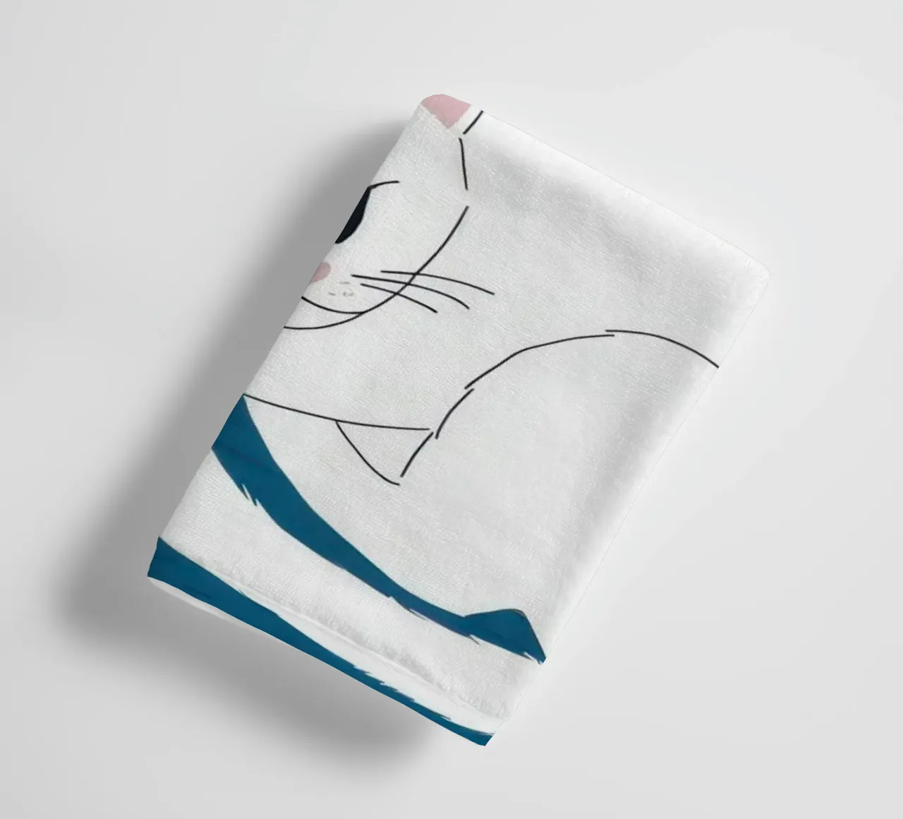 Cat on a White Table towel by Hollow Years
