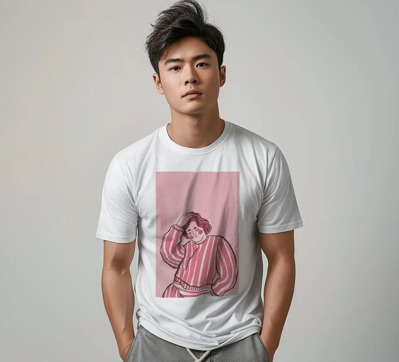 Rosa Streifen Repose T-Shirt von Sentinel Glow