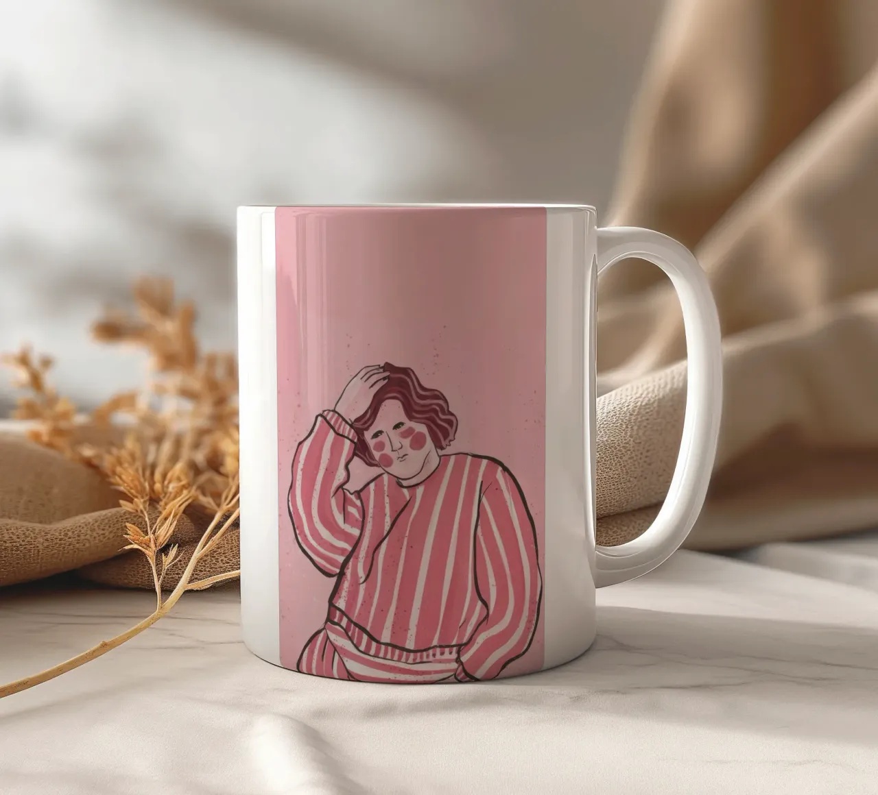 Riposo a strisce rosa tazza in ceramica da Sentinel Glow