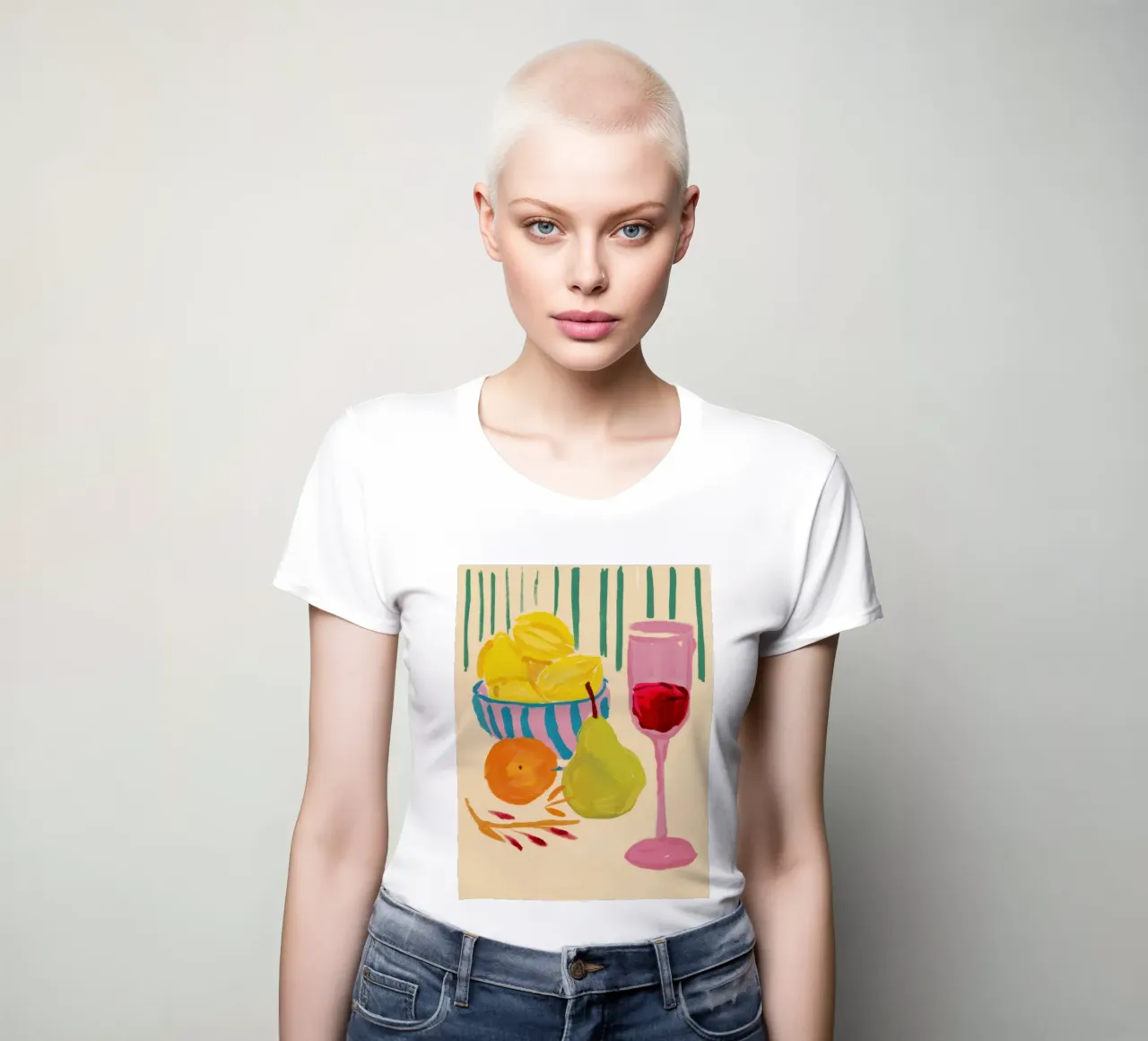 Vin rouge, poire, tranquillité t-shirt ajusté pour femmes de Lune Dreams