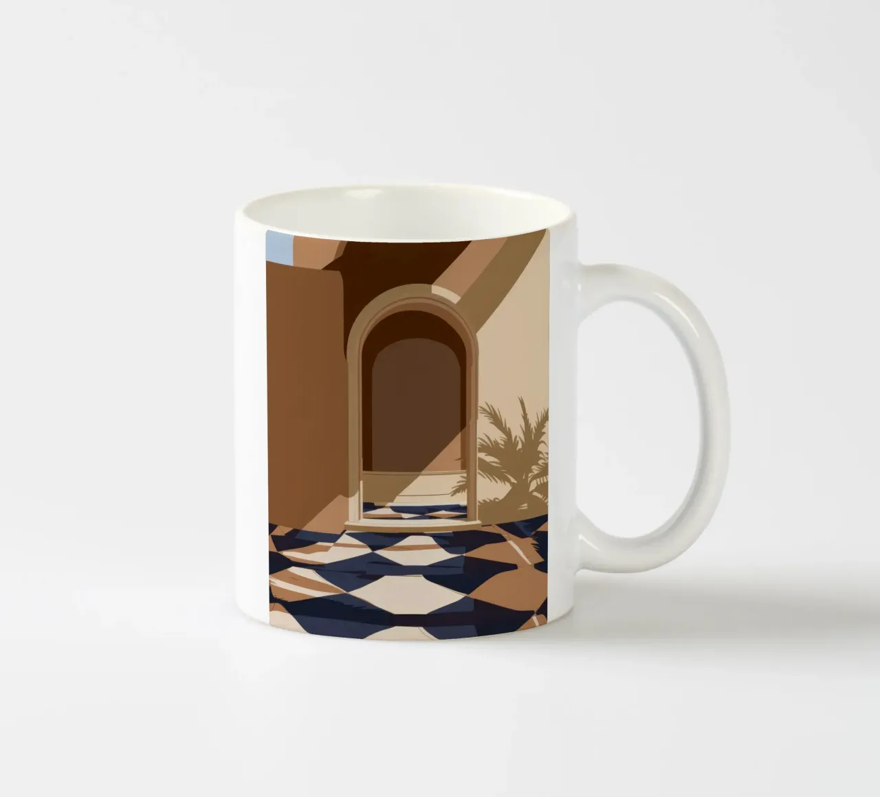 Passaggio ad arco illuminato dal sole tazza in ceramica da Mossy Pigment