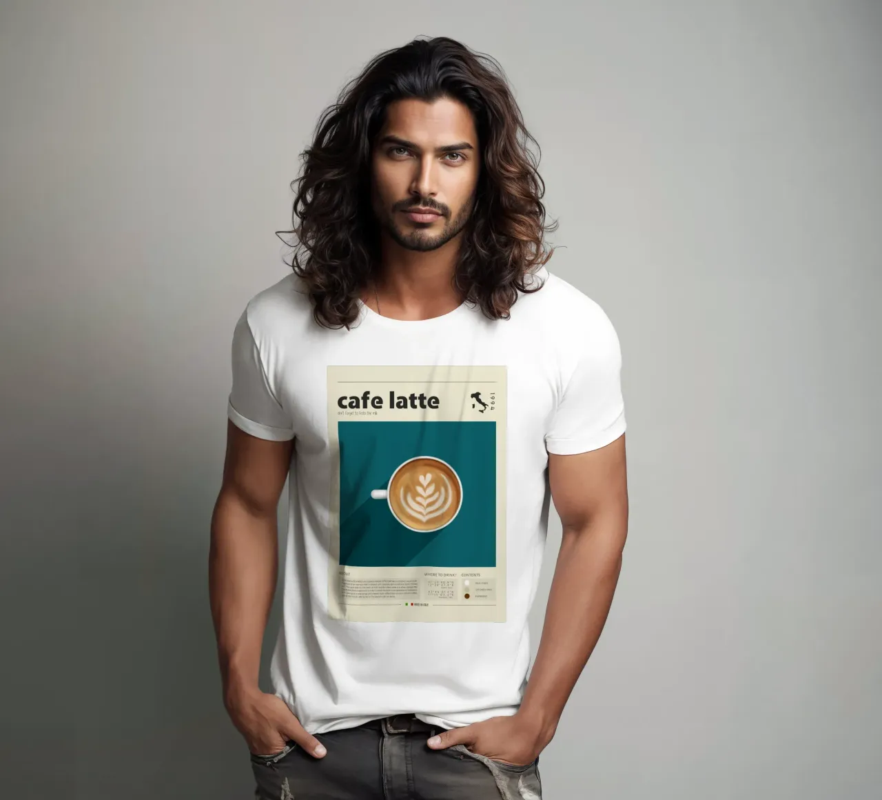 Cup of Cafe Latte Print t-shirt by Neeraprint