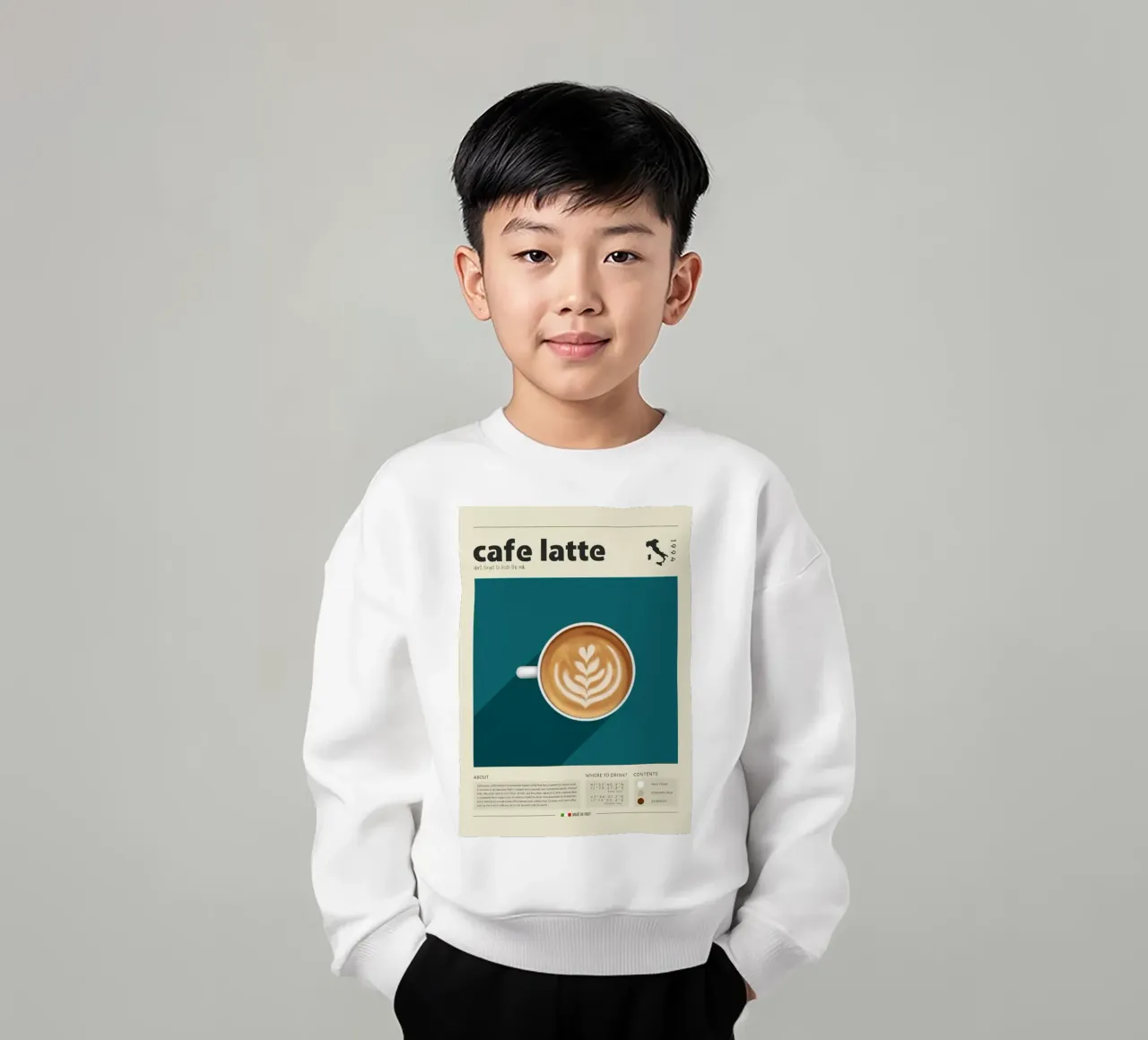 Stampa tazza di caffellatte felpa bambino da Neeraprint