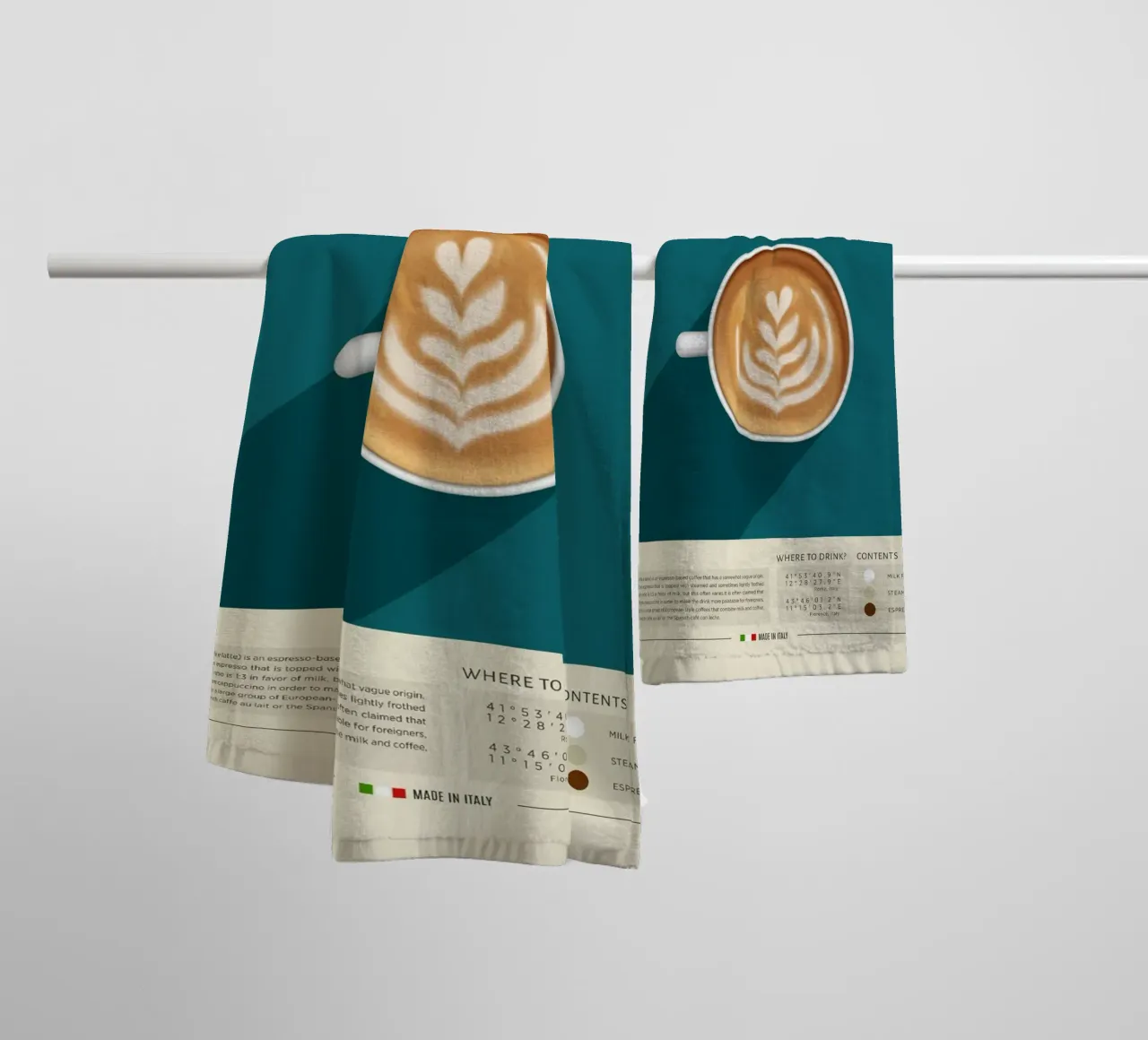 Cup of Cafe Latte Print towel by Neeraprint