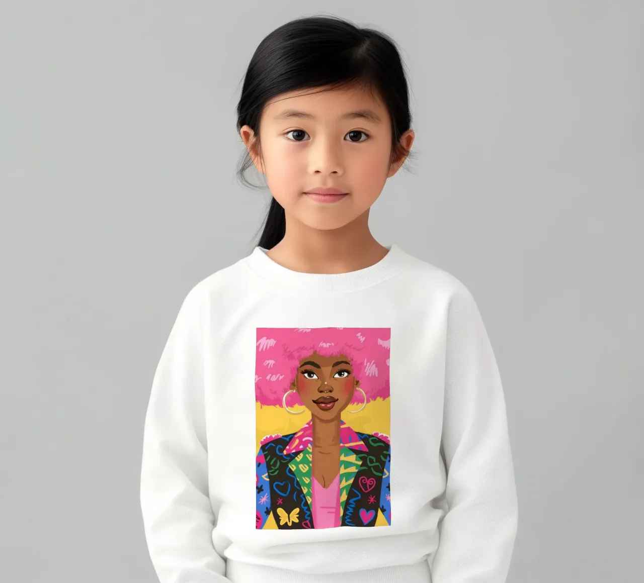 Pink Afro Heartbreaker kids sweatshirt by Sentinel Glow