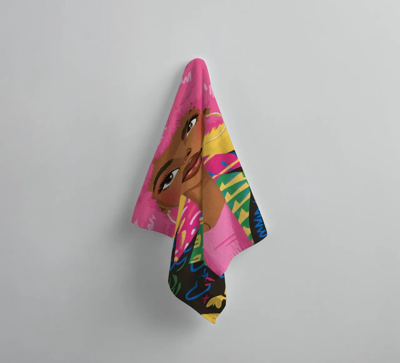 Pink Afro Heartbreaker towel by Sentinel Glow