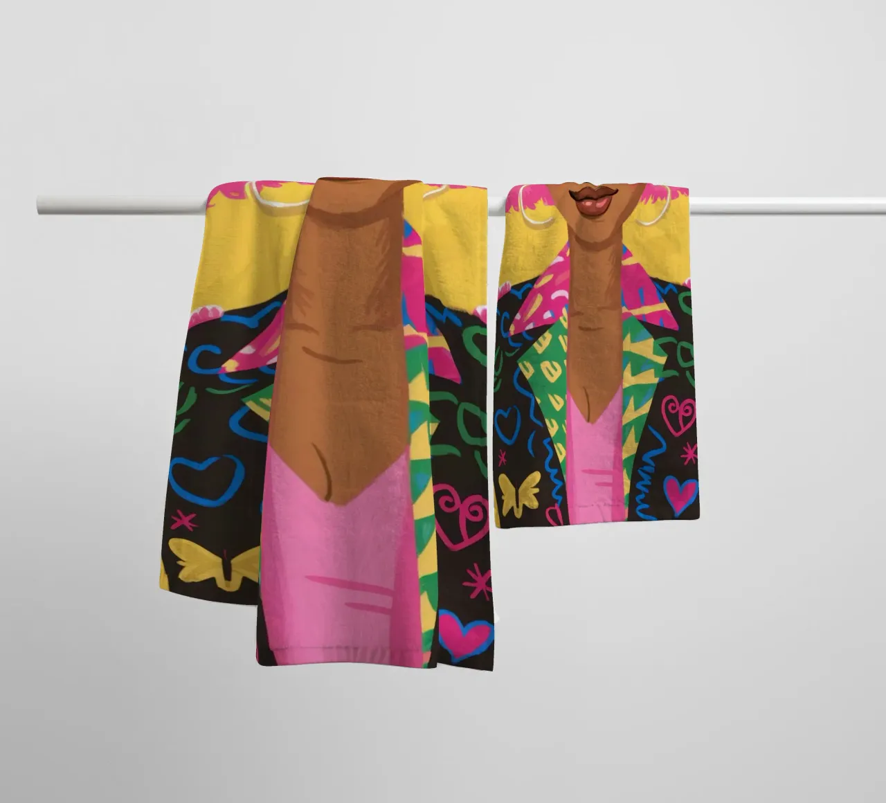 Pink Afro Heartbreaker towel by Sentinel Glow