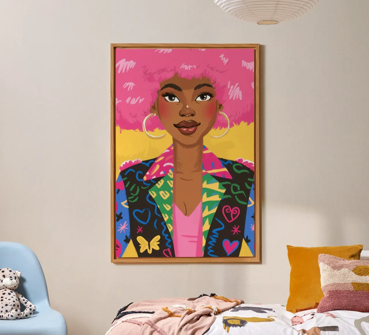 Pink Afro Heartbreaker alu-dibond by Sentinel Glow