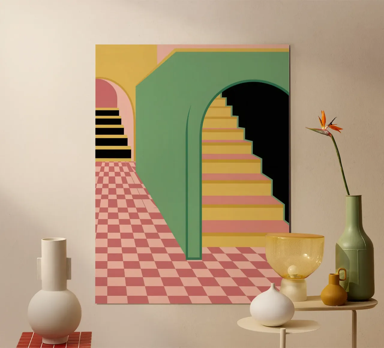 Odissea a passi di pastello poster con telaio in plastica da Mossy Pigment