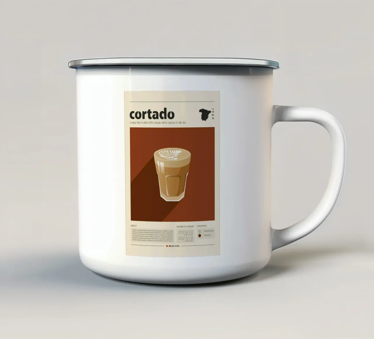 Stampa della tazza di Cortado tazza in smalto da Neeraprint